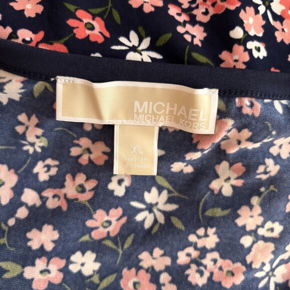 MICHAEL KORS Women's Size XL Floral Cap Sleeve Short Faux Wrap Dress - Picture 8 of 9